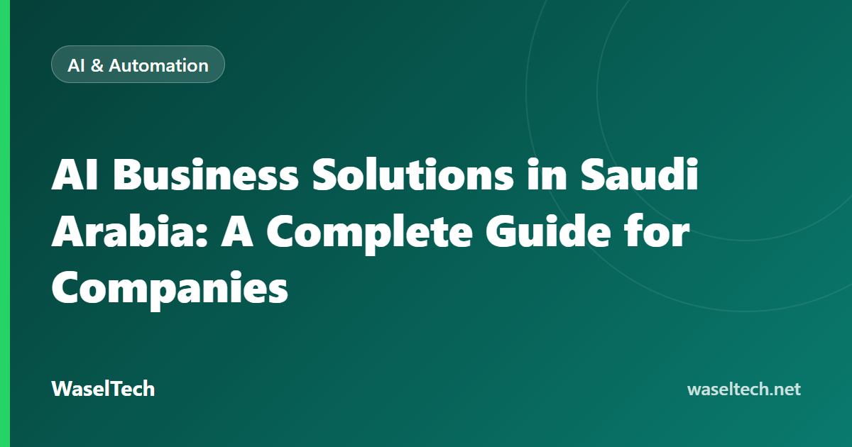 Map of seven AI solution categories around a central business icon for a Saudi company