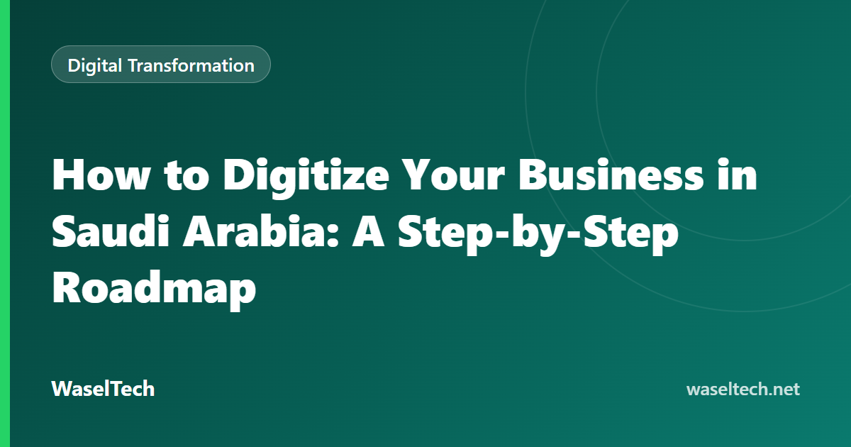 Twelve-month four-phase roadmap graphic from records to automation for a Saudi business